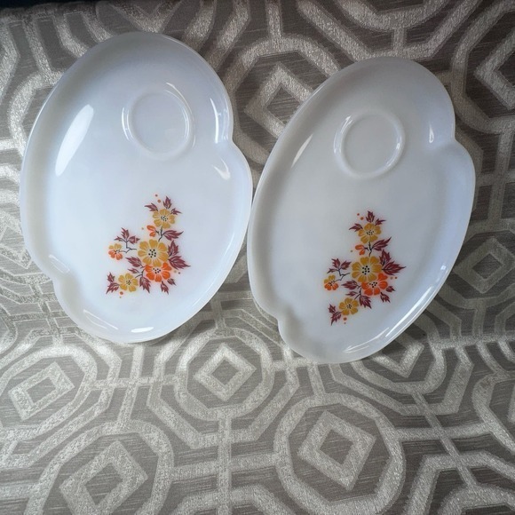 Vintage Blossom Federal Patio‎ FEDERAL Milk Glass  Snack Sets Riverdale 2 - Picture 2 of 8